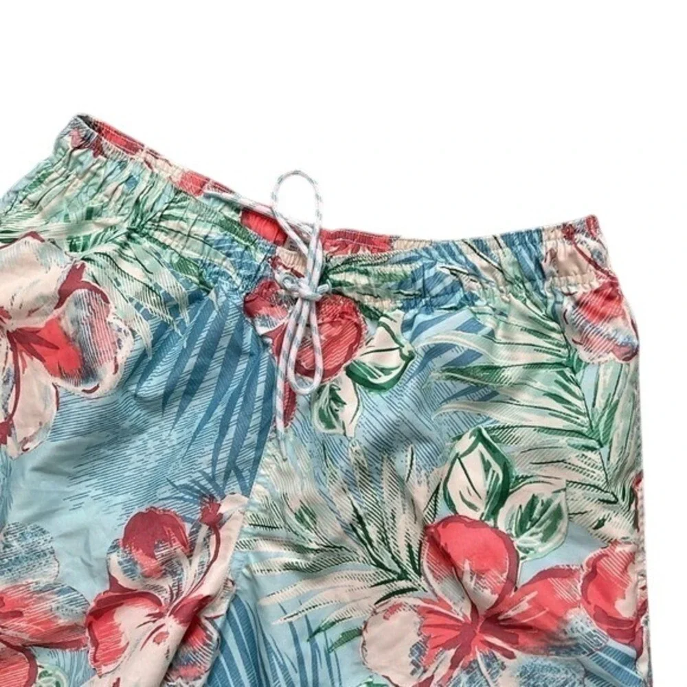 St. John's‎ Bay Men's Hawaiian Blue/green Floral Swim Trunk/Board Shorts Size M